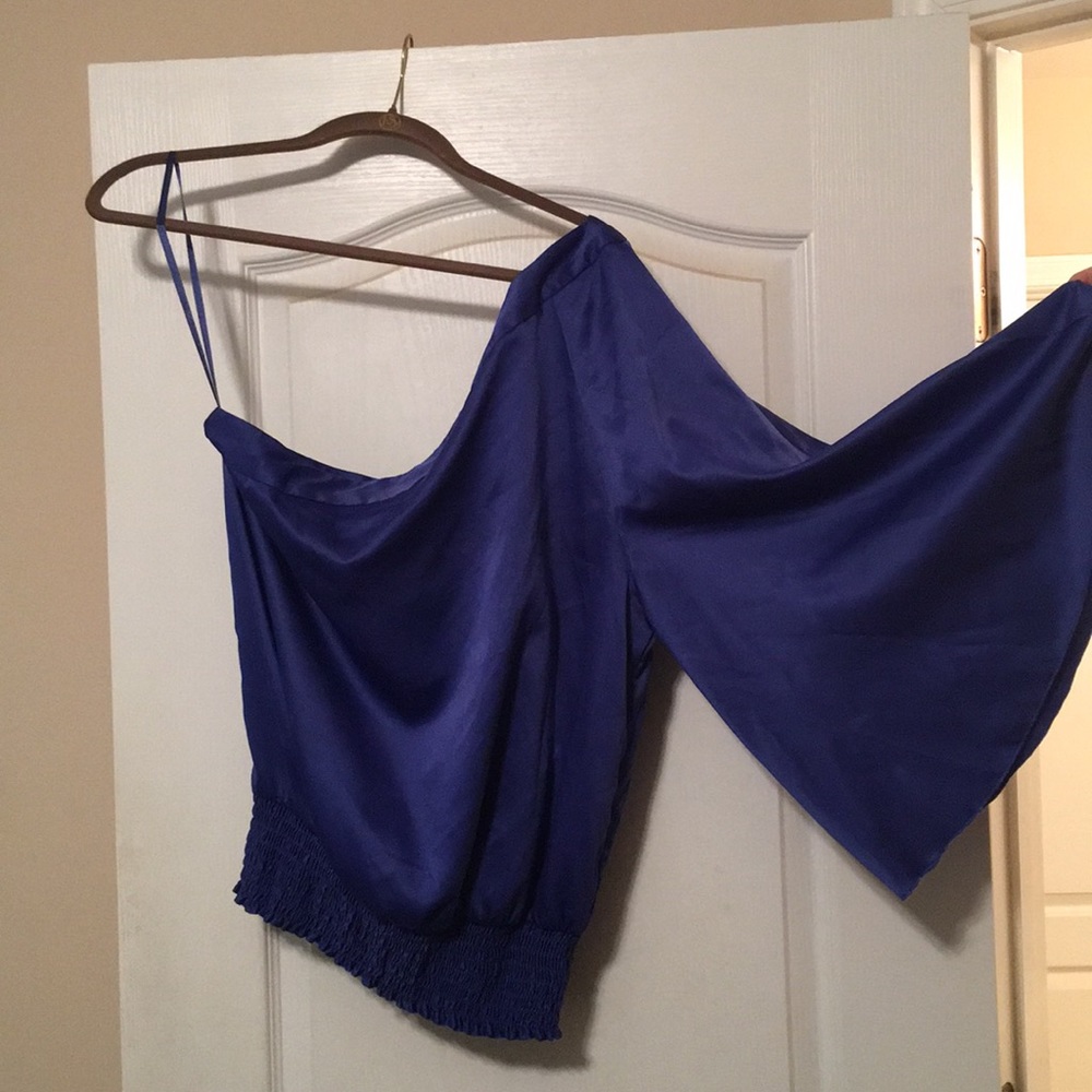 One shoulder satin blouse